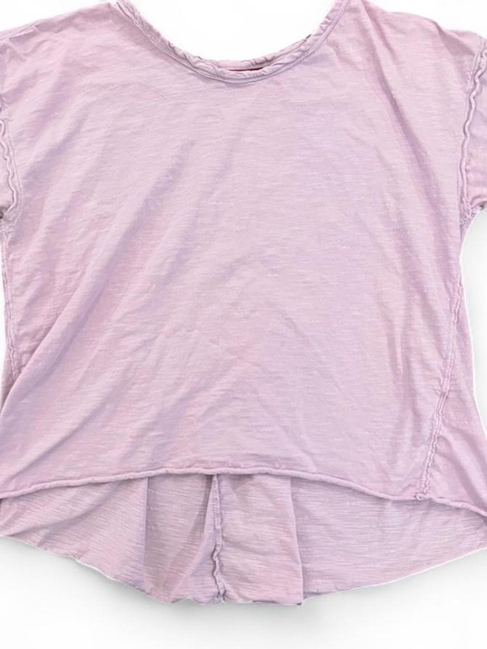 Pilcro Light Lavender Short Sleeve Tee with Rainbow Neck Tape